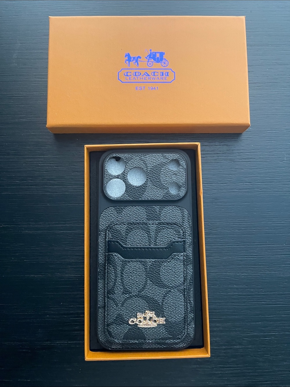 iPhone 17 pro max Coach Signature Leather Phone Case with Card Slot